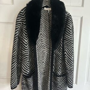 🎉NEW YEAR SALE RODIER France Black and Gray Patterned Cardigan, Large